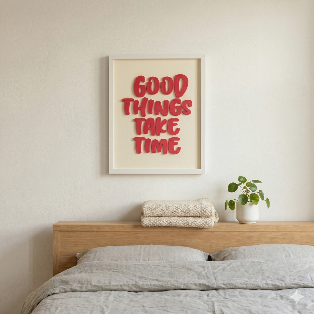 GOOD THINGS TAKE TIME TABLE | 3D Wooden Framed Wall Art