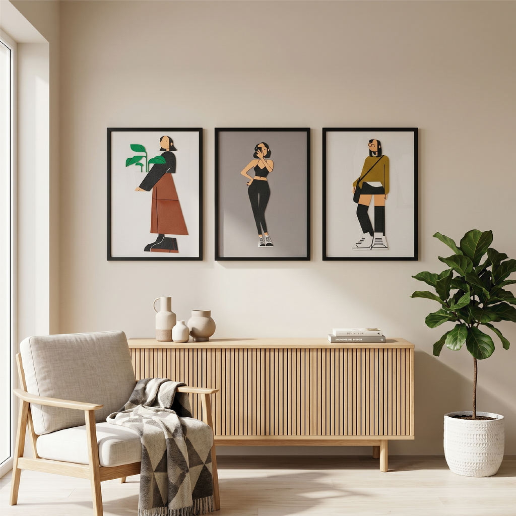 GIRL ON HER OWN PATH TABLE | 3D Wooden Framed Wall Art