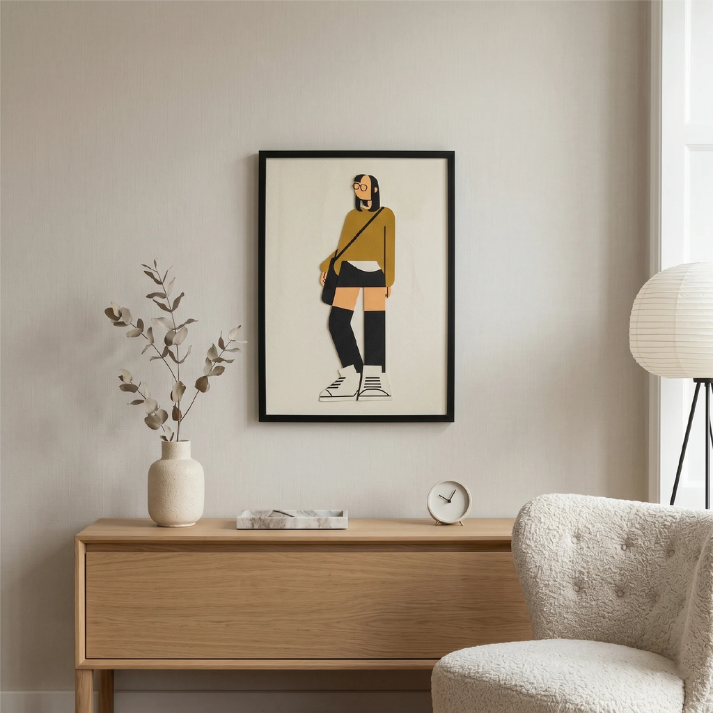 GIRL ON HER OWN PATH TABLE | 3D Wooden Framed Wall Art